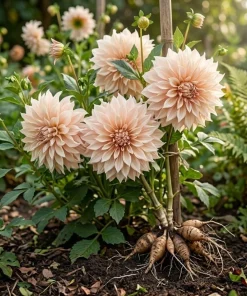2 Dinnerplate Dahlia Tubers – Beige Blooms up to 10