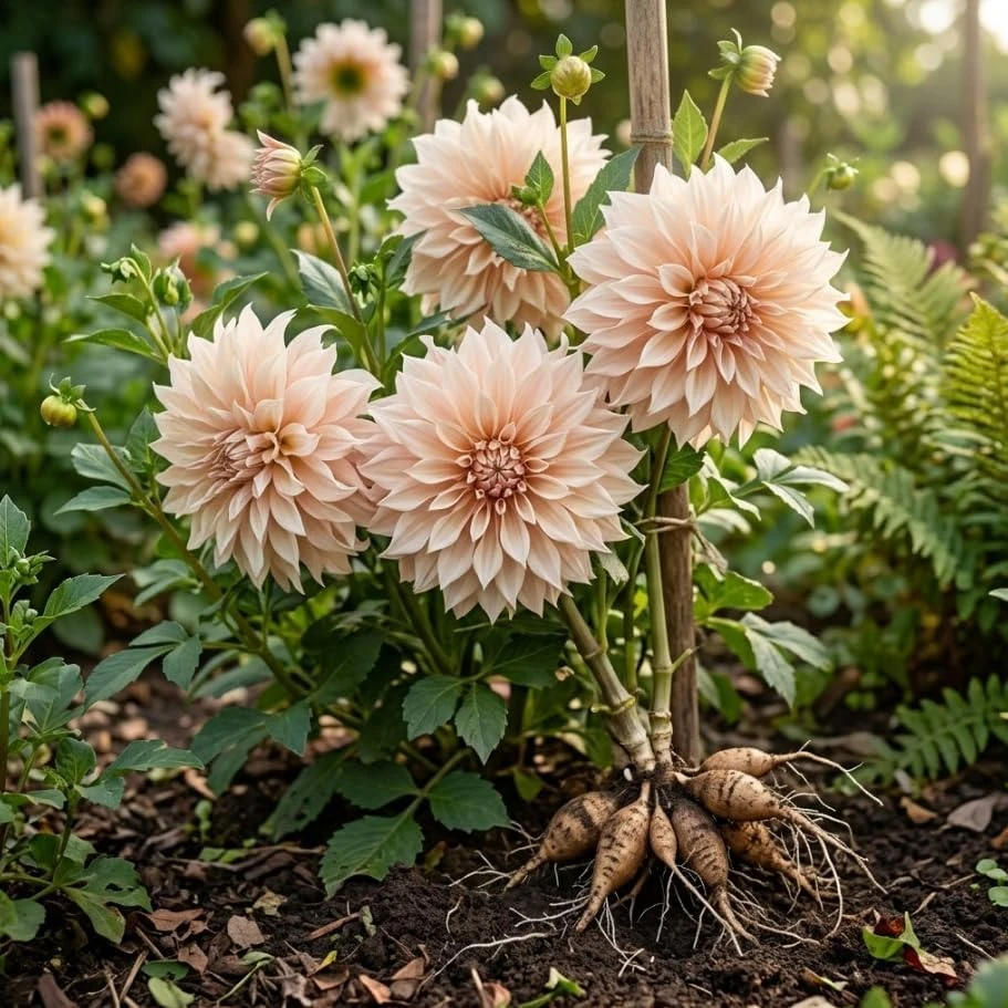 2 Dinnerplate Dahlia Tubers – Beige Blooms up to 10" Wide – Perennial Flower Bulbs - Image 6
