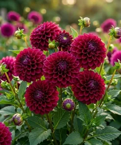 2 Dinnerplate Dahlia Tubers – Dark Red, 10" Huge Ball Shaped Blooms - Image 1