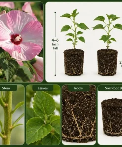 2 Pink White Hibiscus Live Plants for Planting, Tropical Flowering, 4-6 Inch Tall - Image 3