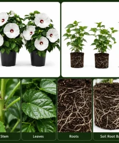 2 White Hibiscus Live Plants, Tropical Flowering Outdoor, 4-6 Inch Tall - Image 3