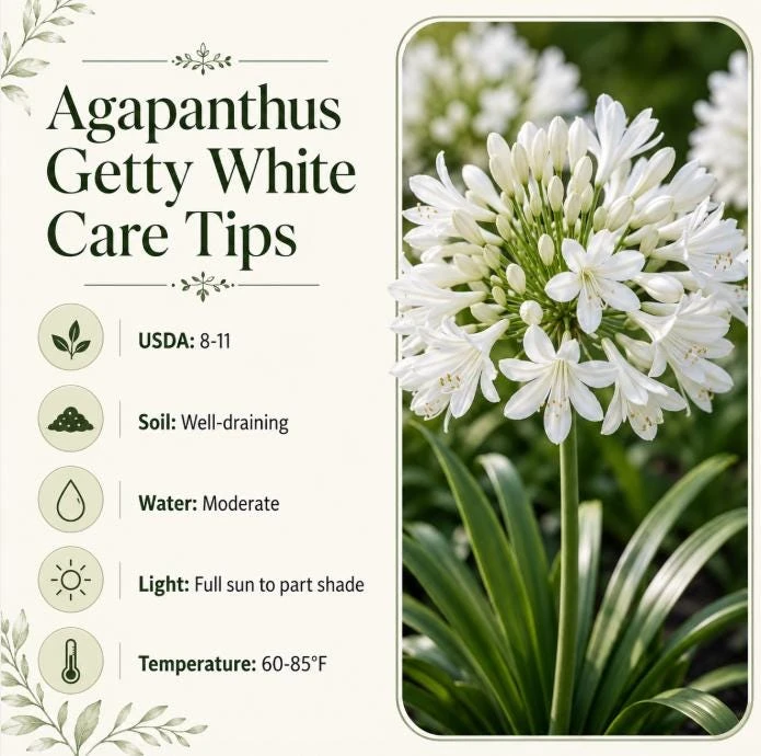 Agapanthus Getty White Live Plant – 4-6 Inch Tall White Flowering Perennial - Image 7