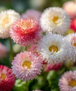 Bellis English Daisy Seeds - Pink, White & Red Mix - 200 Seed Pack - Cottage Garden Blooms - Image 1
