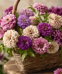 Blueberry Cheesecake Zinnia Seeds - Zinnia elegans - 100 Seed Mix - Lavender, Purple & Cream Blooms - Image 1