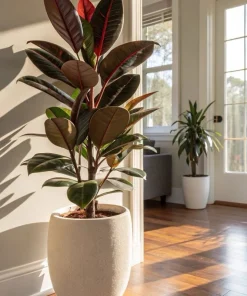 Burgundy Rubber Tree Live Plant - Ficus elastica 'Burgundy' - 4-6 Ft Tall Indoor - Image 1