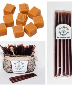 Caramel Honey Sticks - Natural Honey Snack Straws - 5 Pack - 7 inch - Image 1
