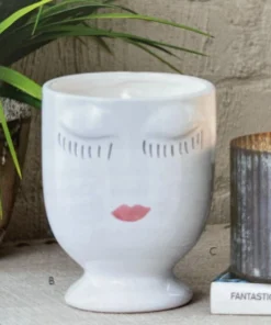 Ceramic Plant Pot with Cute Face - 6 Inch Indoor Planter for Houseplants - Image 2