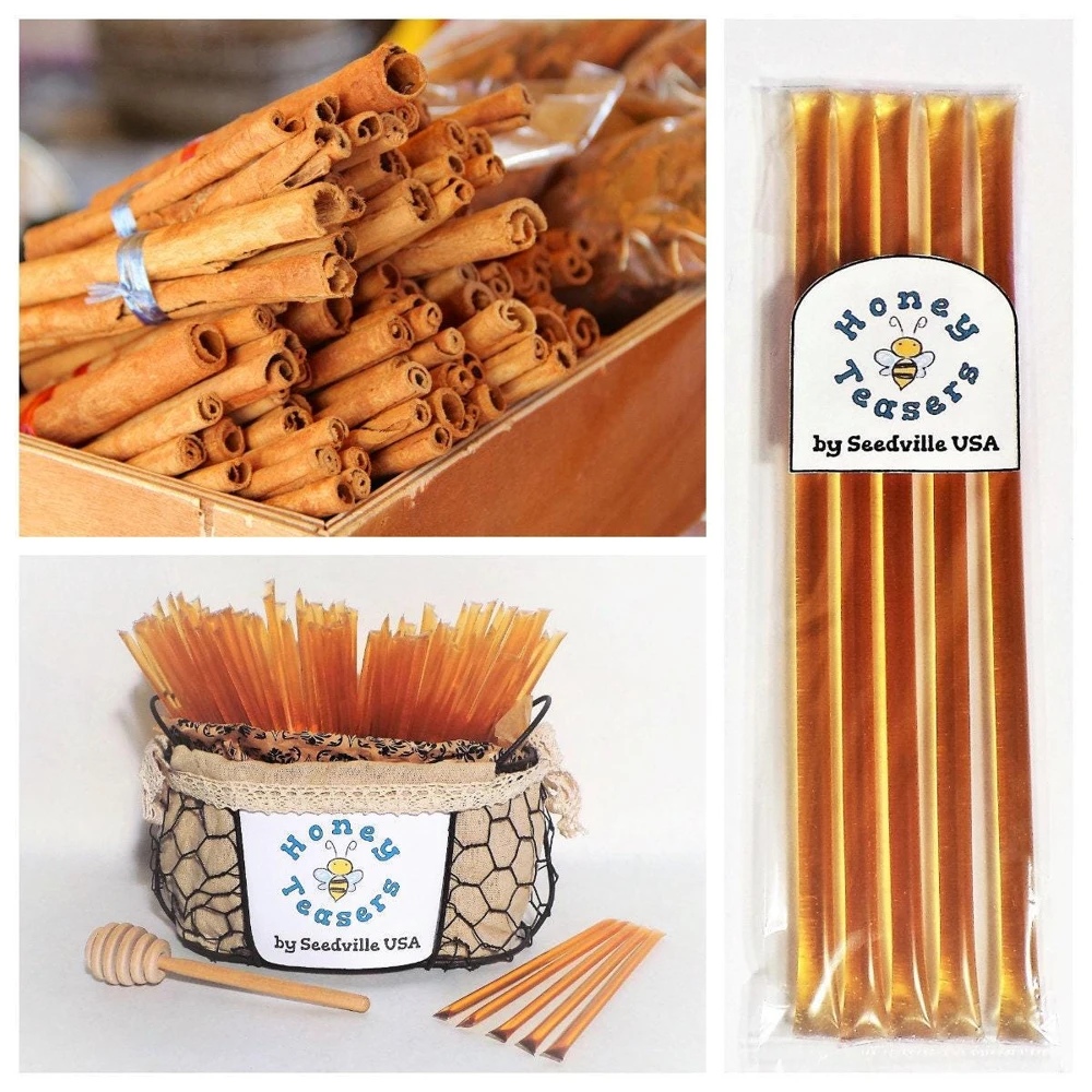 Cinnamon Honey Sticks - Natural Honey Snack Straws - 5 Pack - US Grade A - Image 1
