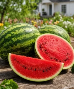 Crimson Sweet Watermelon Live Plants - 2 Pack, 3-5 Inch Tall in 4 Inch Pots - Image 1