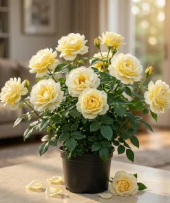 Elina Yellow Light Rose Live Plant - 4-6 Inch Hybrid Tea Bush - Fragrant Flowers - Image 1