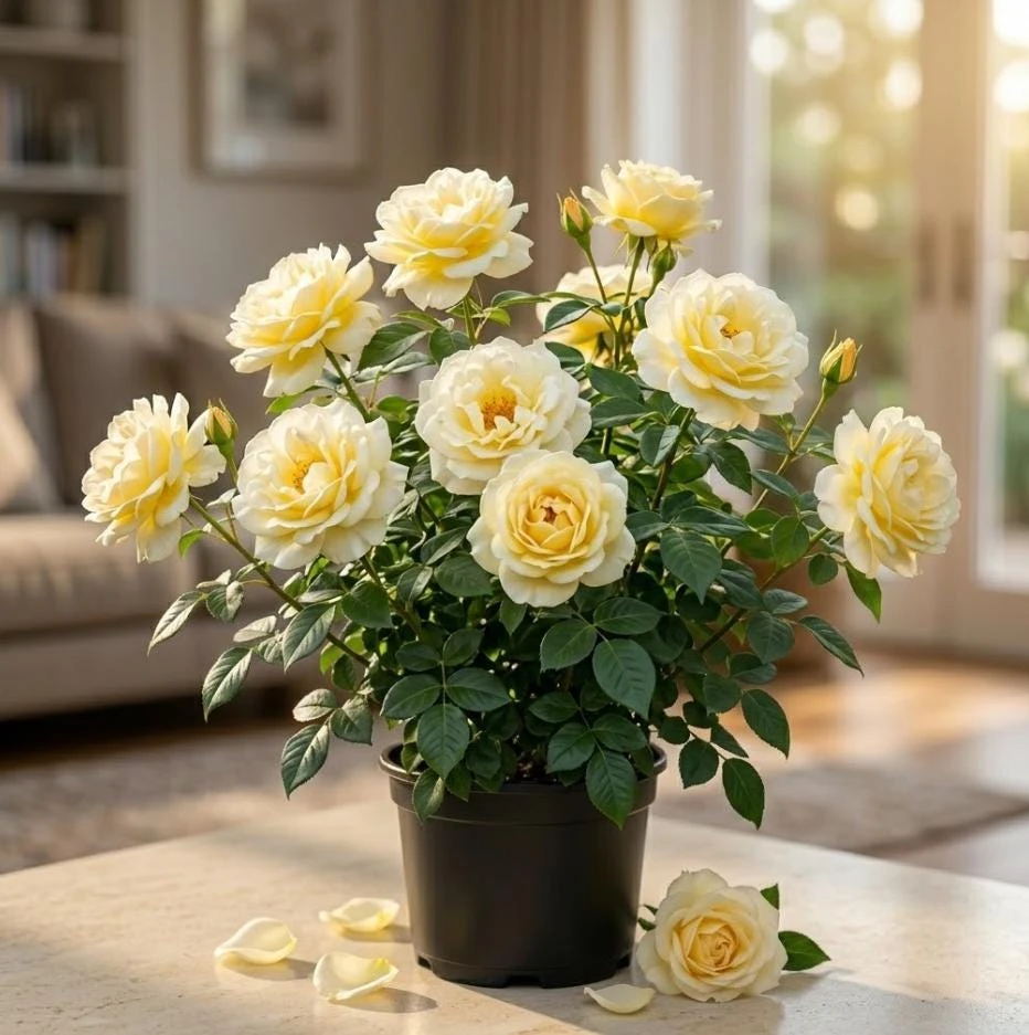 Elina Yellow Light Rose Live Plant - 4-6 Inch Hybrid Tea Bush - Fragrant Flowers - Image 1
