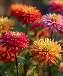 Giant Cactus Mix Zinnia Seeds - Zinnia elegans, 25 Seeds, Vibrant Spiky Blooms for Gardens & Containers - Image 1