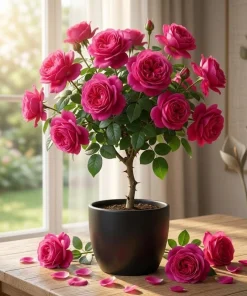 Grande Dame Deep Pink Rose Live Plant – Hybrid Tea Rose Bush – Fragrant, 4-6 Inch Tall - Image 1