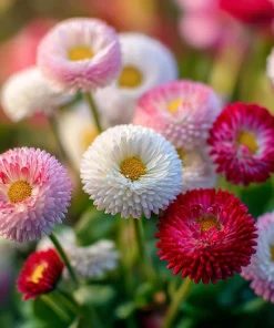 Habanera Mixed Bellis Daisy Seeds - 10 Count, Double Pompon Blooms, Mixed Colors, Outdoor - Image 3
