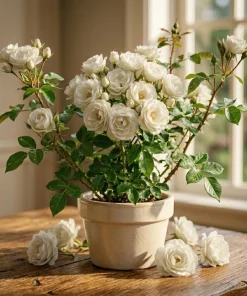 Iceberg Rose Bush Plant Live – White Floribunda Rose 4-6 Inch Tall Outdoor Garden - Image 1