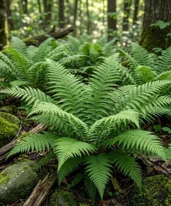 Lady Fern Rhizomes - 5 Pack Green Fern Bare Roots, 3-6" Long Live Perennial Ferns - Image 1