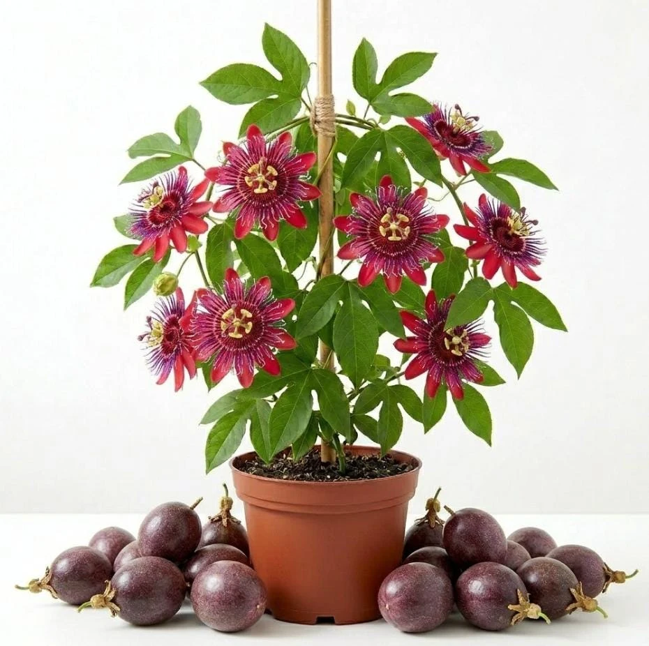 Lady Margaret Passiflora Live Plant – Red Passionflower Vine – 4-6 Inch Tall – Fast Growing Climber - Image 1