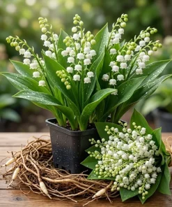 Lilly of the Valley Bare Root Plant - 5 Fresh Rhizomes, Fragrant White Flowers, 4-6 Inch, Outdoor - Image 1