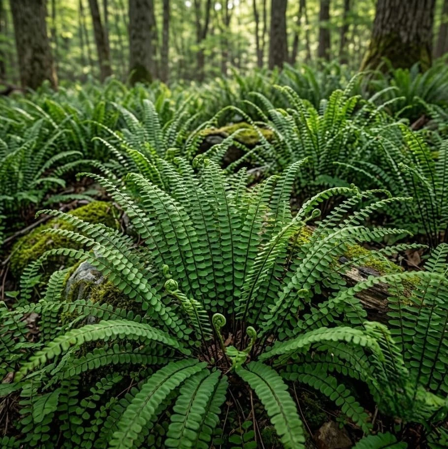 Maidenhair Spleenwort Fern Rhizomes - 10 Live Perennial Ferns 3-6" Bare Roots Outdoor - Image 1