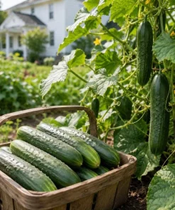 Marketmore Cucumber Live Plants – Set of 2, 3-5 Inch Tall, 4 Inch Pot – Heirloom Vegetable Starter for Gardens - Image 1