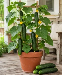 Marketmore Cucumber Live Plants – Set of 2, 3-5 Inch Tall, 4 Inch Pot – Heirloom Vegetable Starter for Gardens - Image 6