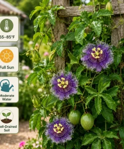 Maypop Passion Vine Plant Live - Passiflora Incarnata, Purple Passion Flower, 4-6 Inch Tall, Outdoor Climbing Vine - Image 2