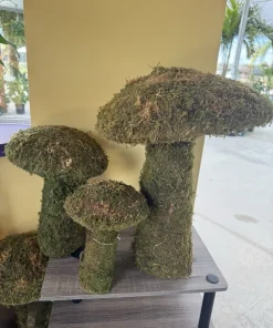 Moss Mushrooms - Decorative Garden & Terrarium Decor - Set of Faux Mushrooms - Image 1