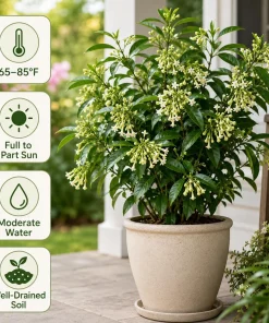 Night Blooming Jasmine Live Plants - Set of 4, 4-6 Inches Tall, White Scented Jessamine - Image 4