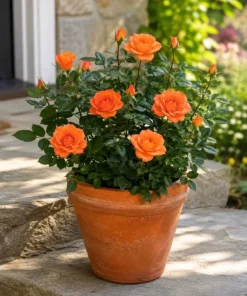 Orange Mini Rose Live Plant 4-6 Inch Tall - Miniature Rose Bush for Indoor & Outdoor - Image 2