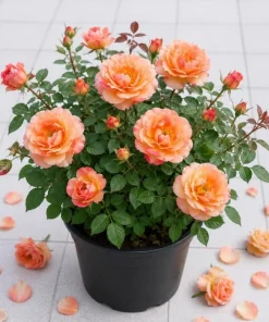 Orange Yellow Rose Live Plant – Vibrant Blooming Outdoor Garden Rose – 4-6 Inch Tall - Image 1
