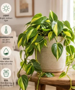 Philodendron Brasil Live Plant Set – 2 Heartleaf Indoor Houseplants, 5-8 Inches Tall in 4 Inch Pots, Variegated - Image 2