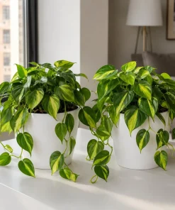 Philodendron Brasil Live Plant Set – 2 Heartleaf Indoor Houseplants, 5-8 Inches Tall in 4 Inch Pots, Variegated - Image 1