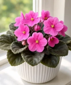 Pink African Violet Live Plant – 3-5 Inch Tall in 4 Inch Pot – Blooming Houseplant - Image 1