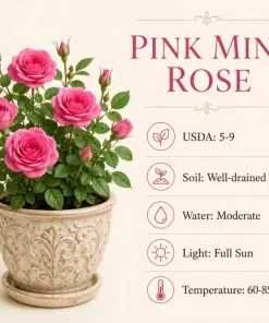 Pink Mini Rose Live Plant 4-6 Inch Tall - Miniature Rose Bush Indoor Outdoor - Image 7
