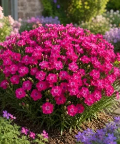 Pink Red Dianthus Live Plant – 3-5 Inch Tall in 4 Inch Pot, Fragrant Carnation Flowers - Image 1