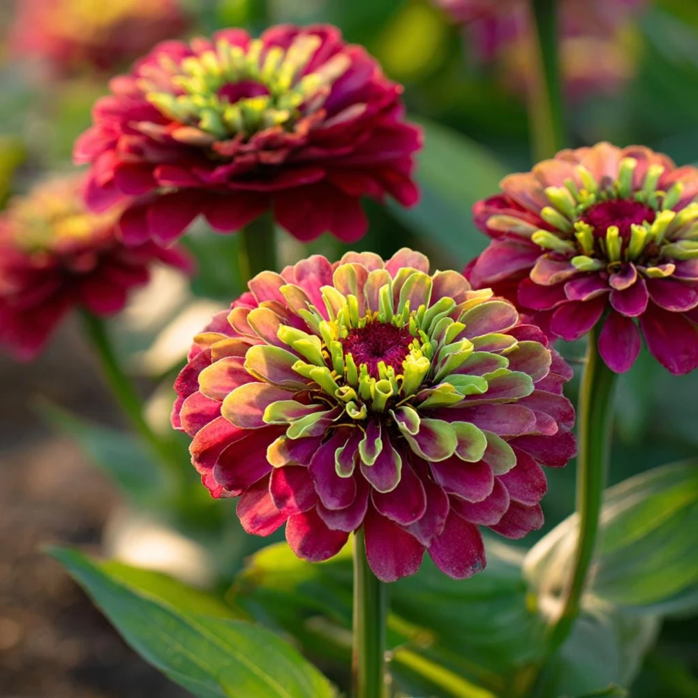 Queen Red Lime Zinnia Seeds - 10 Pack | Zinnia Elegans Blooms for Garden - Image 1