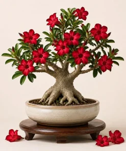Red Desert Rose Plant Live - Adenium Succulent, 4-6 Inch Tall, Indoor/Outdoor - Image 1