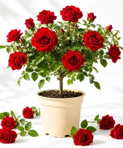Red Don Juan Climbing Rose Live Plant, Fragrant Garden Bush, 4-6 Inch Tall - Image 1