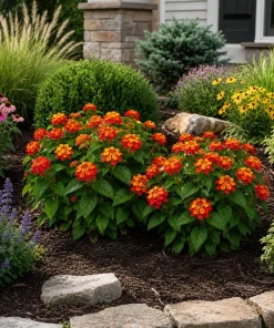 Red Lantana Live Plant Starter Set – 4 Plants, 4-7 Inch Tall, Bicolor Flowers for Outdoor - Image 4