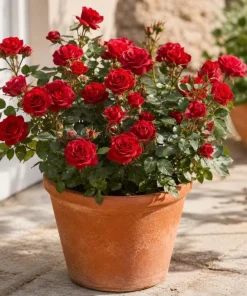 Red Mini Rose Live Plant 4-6 Inch Tall - Miniature Rose Bush for Indoor & Outdoor - Image 1