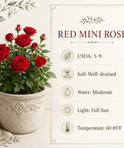Red Mini Rose Live Plant 4-6 Inch Tall - Miniature Rose Bush for Indoor & Outdoor - Image 7