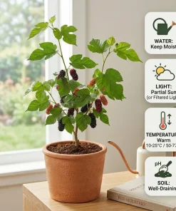 Red Mulberry Tree Live Plant - 4-7 Inch Starter, Fruit Shrub Outdoor - Image 2