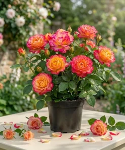 Rio Samba Rose Live Plant – 4-6 inch Rooted Bush – Fragrant Bi-Color Flowers - Image 1