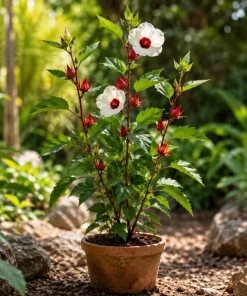 Roselle Hibiscus Live Plant 4-6 Inch Tall Tropical Flowering Shrub Outdoor - Image 3