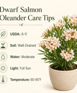 Salmon Dwarf Oleander Live Plant – 4-6 Inch Tall Ornamental Shrub – Outdoor - Image 4