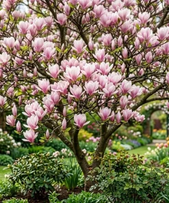 Saucer Magnolia Shrub Tree Live Plant - Fragrant Pink Blooms 6-12" Tall in 2.5" Pot - Image 1