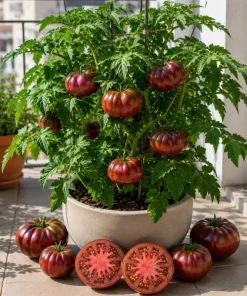 Set of 2 Black Brandywine Tomato Live Plants 4-6 Inch Tall, Heirloom Seedlings - Image 1