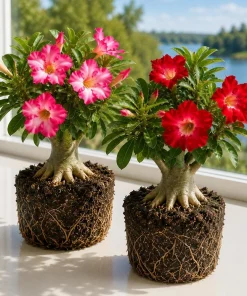 Set of 2 Desert Rose Live Plants (Adenium) - Vibrant Blooming Succulent - 5-8 Inch Tall - No Pot - Image 1