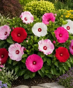 Set of 2 Hibiscus Luna Mix Live Plants, 4-6 Inches Tall, Colorful Flowering Perennials - Image 2