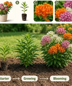 Set of 2 Milkweed Live Plants, Asclepias Tuberosa Starter Plants 4-7 Inch Tall, Perennial, Outdoor - Image 4